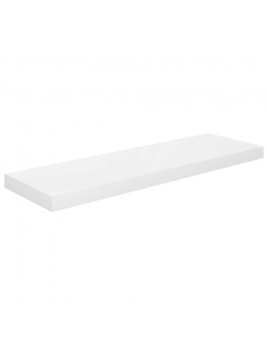 Scaffale a Parete Bianco Lucido 80x23,5x3,8 cm in MDF