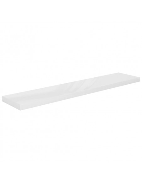 Scaffale a Parete Bianco Lucido 120x23,5x3,8 cm in MDF
