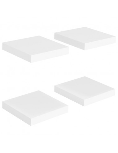 Scaffali a Parete 4 pz Bianchi 23x23,5x3,8 cm in MDF