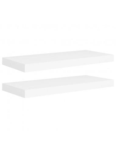 Scaffali a Parete 2 pz Bianchi 60x23,5x3,8 cm in MDF