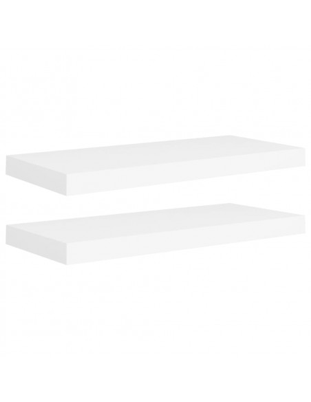 Scaffali a Parete 2 pz Bianchi 60x23,5x3,8 cm in MDF
