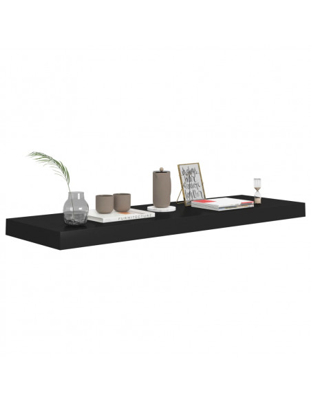 Scaffale a Parete Nero 80x23,5x3,8 cm in MDF