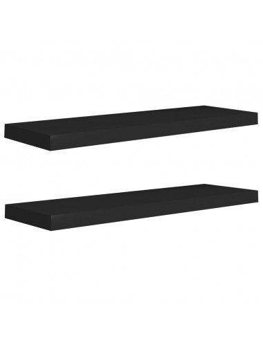 Scaffali a Parete 2 pz Neri 80x23,5x3,8 cm in MDF