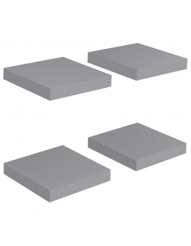 Scaffali a Parete 4 pz Grigi 23x23,5x3,8 cm in MDF