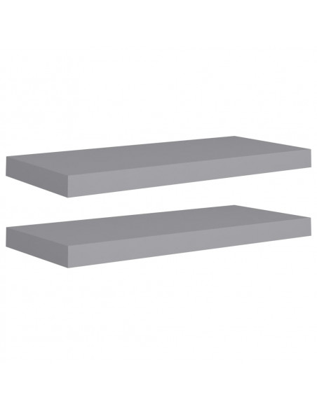 Scaffali a Parete 2 pz Grigi 60x23,5x3,8 cm in MDF