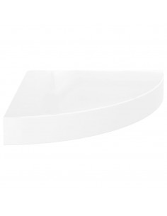 Scaffale Angolare a Parete Bianco Lucido 25x25x3,8 cm in MDF 2