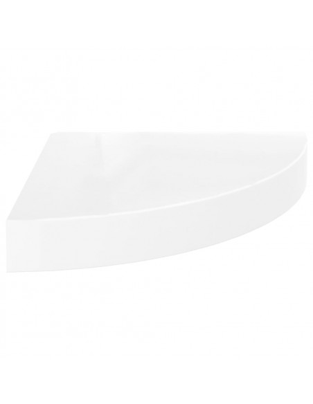 Scaffale Angolare a Parete Bianco Lucido 25x25x3,8 cm in MDF