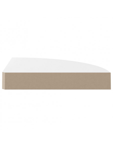 Scaffale Angolare a Parete Bianco Lucido 25x25x3,8 cm in MDF