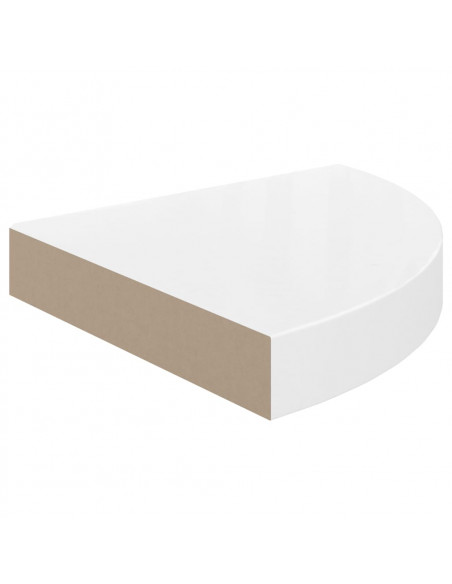 Scaffali Angolari a Parete 2 pz Bianco Lucido 25x25x3,8 cm MDF