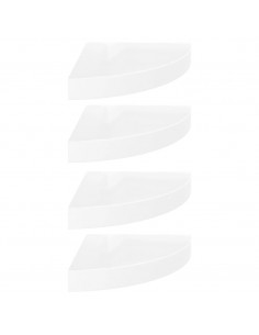 Scaffali Angolari a Parete 4 pz Bianco Lucido 25x25x3,8 cm MDF 2
