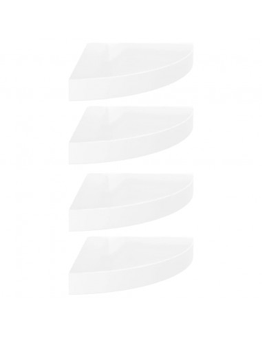 Scaffali Angolari a Parete 4 pz Bianco Lucido 25x25x3,8 cm MDF