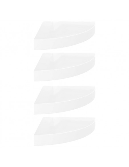 Scaffali Angolari a Parete 4 pz Bianco Lucido 25x25x3,8 cm MDF