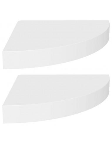 Scaffali Angolari a Parete 2 pz Bianchi 25x25x3,8 cm in MDF