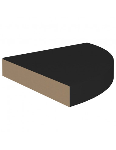 Scaffale Angolare a Parete Nero 25x25x3,8 cm in MDF