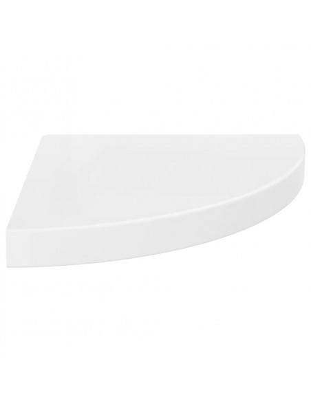 Scaffale Angolare a Parete Bianco Lucido 35x35x3,8 cm in MDF