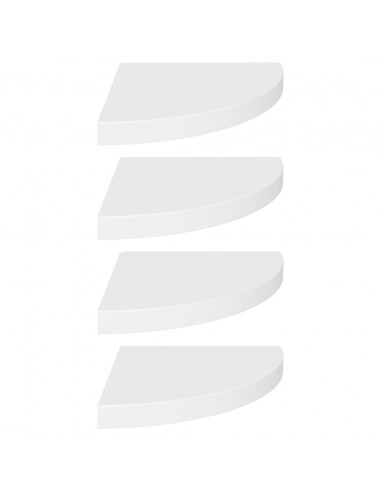 Scaffali Angolari a Parete 4 pz Bianchi 35x35x3,8 cm in MDF