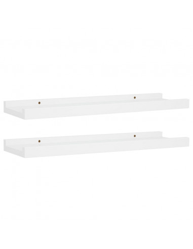 Mensole con Sporgenza 2 pz Bianche 40x9x3 cm MDF