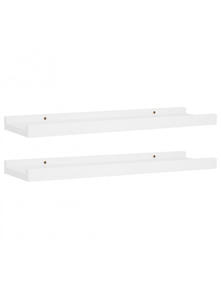 Mensole con Sporgenza 2 pz Bianche 40x9x3 cm MDF