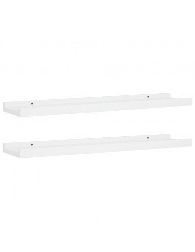Mensole con Sporgenza 2 pz Bianche 60x9x3 cm MDF