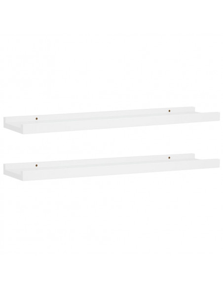 Mensole con Sporgenza 2 pz Bianche 60x9x3 cm MDF