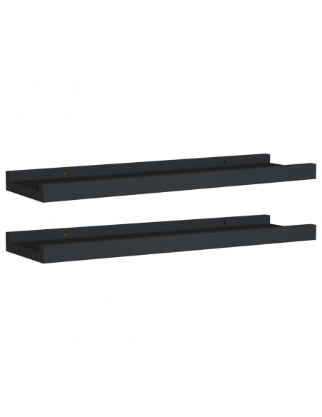 Mensole con Sporgenza 2 pz Nere 40x9x3 cm MDF