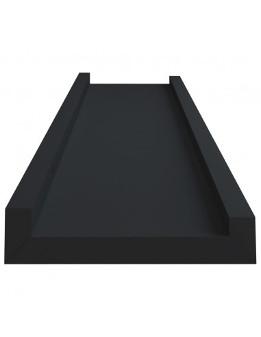 Mensole con Sporgenza 2 pz Nere 40x9x3 cm MDF