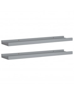 Mensole Loggia per Foto 2 pz Grigie 60x9x3 cm in MDF 2