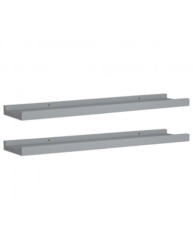 Mensole Loggia per Foto 2 pz Grigie 60x9x3 cm in MDF