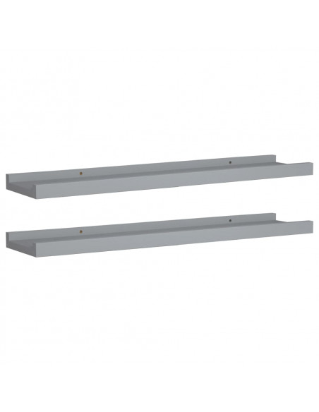 Mensole Loggia per Foto 2 pz Grigie 60x9x3 cm in MDF