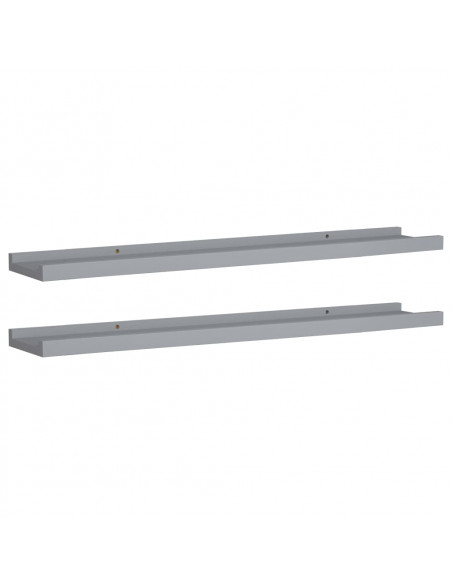 Mensole Loggia per Foto 2 pz Grigie 80x9x3 cm in MDF
