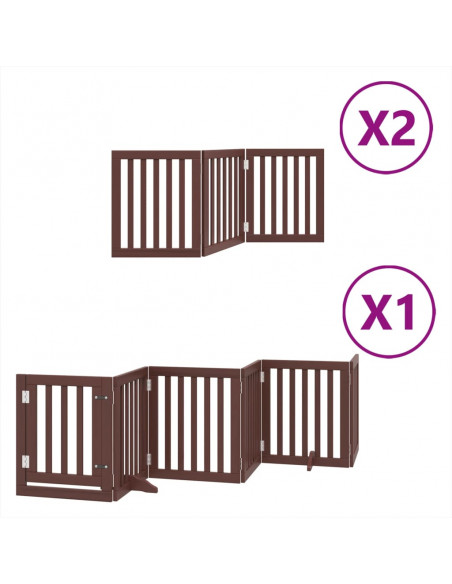 Cancello Cani Porta Pieghevole Marrone 12 Pannelli 600cm Pioppo