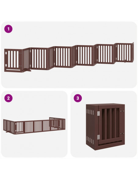 Cancello Cani Porta Pieghevole Marrone 12 Pannelli 600cm Pioppo