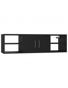 Scaffale a Parete Nero 102x30x29 cm in Legno Multistrato 2