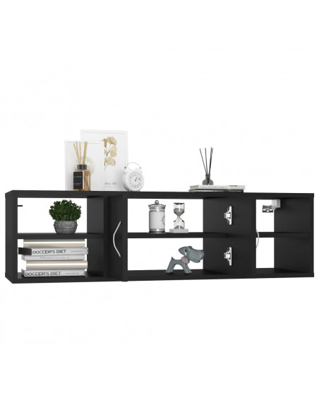 Scaffale a Parete Nero 102x30x29 cm in Legno Multistrato