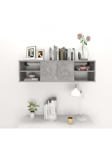 Scaffale a Parete Grigio Cemento 102x30x29 cm Legno Multistrato