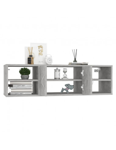Scaffale a Parete Grigio Cemento 102x30x29 cm Legno Multistrato