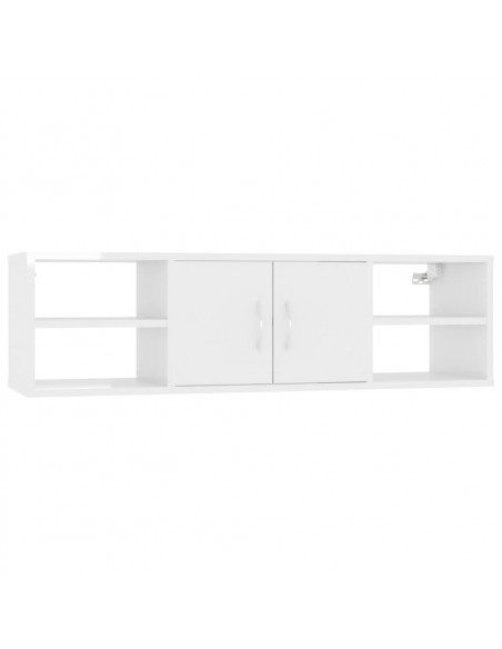 Scaffale a Parete Bianco Lucido 102x30x29 cm Legno Multistrato