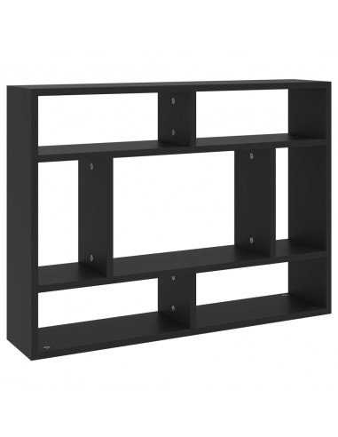 Scaffale a Parete Nero 75x16x55 cm in Legno Multistrato