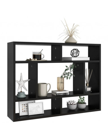 Scaffale a Parete Nero 75x16x55 cm in Legno Multistrato