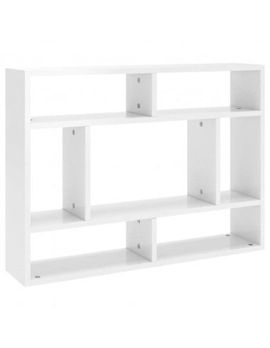 Scaffale a Parete Bianco Lucido 75x16x55 cm Legno Multistrato