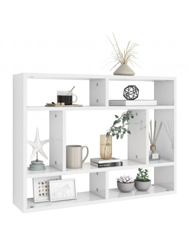 Scaffale a Parete Bianco Lucido 75x16x55 cm Legno Multistrato