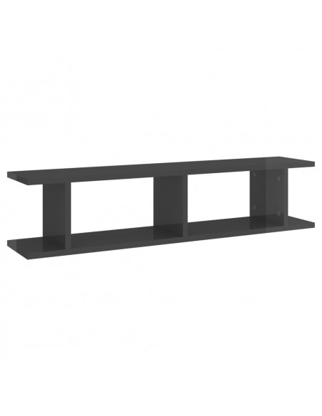 Mensole a Parete 2pz Grigio Lucido 90x18x20cm Legno Multistrato