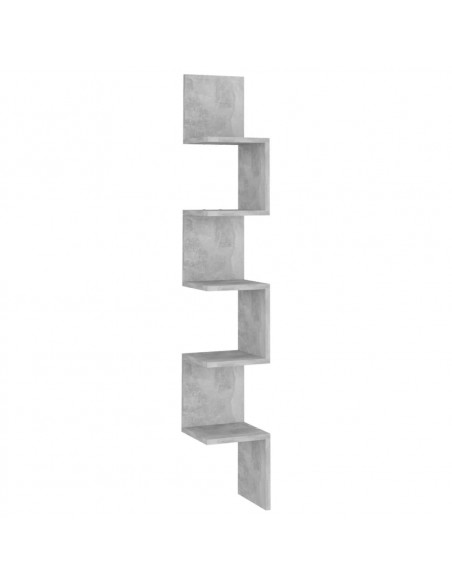 Scaffale Angolare Muro Grigio Cemento 20x20x127,5cm Multistrato