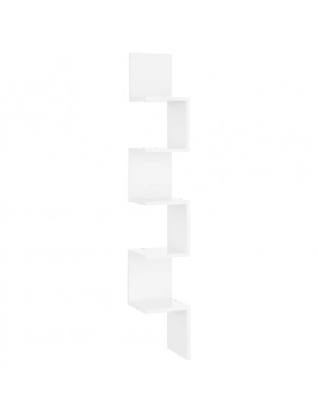 Scaffale Angolare Muro Bianco Lucido 20x20x127,5cm Multistrato