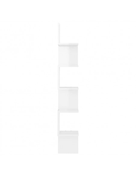 Scaffale Angolare Muro Bianco Lucido 20x20x127,5cm Multistrato