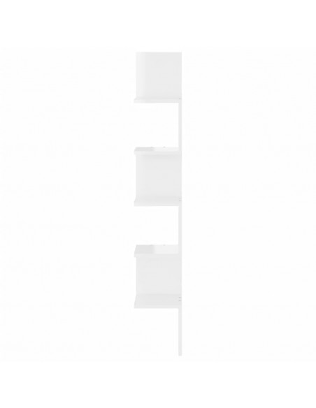 Scaffale Angolare Muro Bianco Lucido 20x20x127,5cm Multistrato