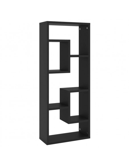 Scaffale a Parete Nero 36x16x90 cm in Legno Multistrato