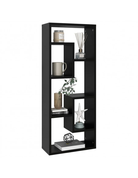 Scaffale a Parete Nero 36x16x90 cm in Legno Multistrato