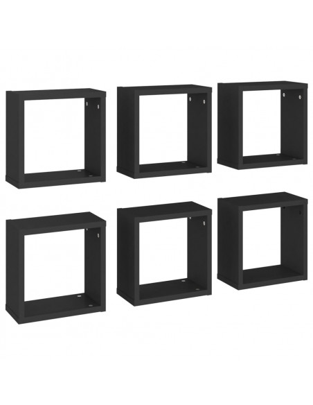 Mensole Parete a Cubo 6 pz Nere 30x15x30 cm