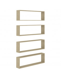 Mensole Parete a Cubo 4pz Rovere Sonoma 100x15x30cm Multistrato 2